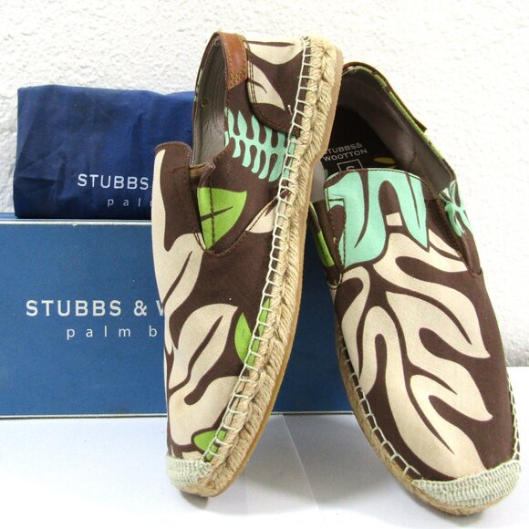 Men's Stubbs & Wootton Retro Hibiscus Loafers Design Size 10 Dust Bag and Box
